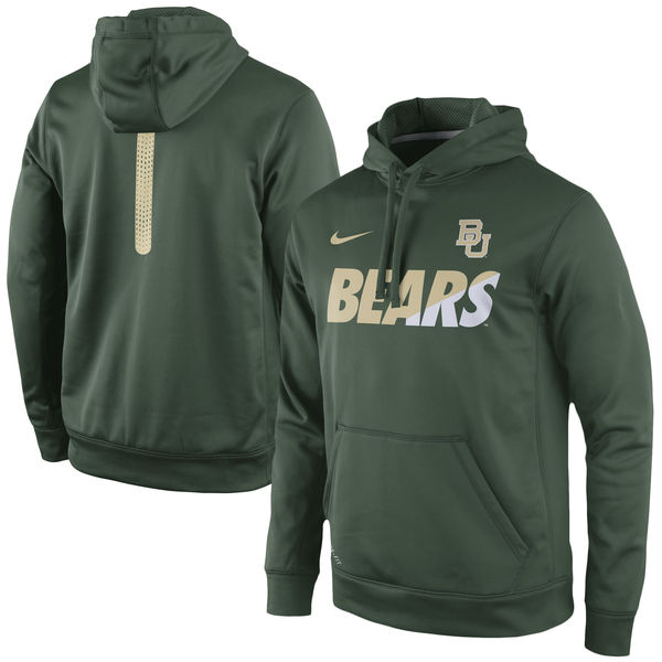 Men NCAA Baylor Bears Nike Sideline KO Fleece ThermaFIT Performance Hoodie  Green->more ncaa teams->NCAA Jersey